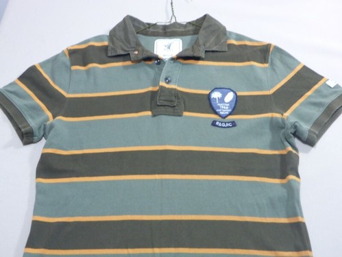 029 MENS EX-COND R & G OLIVE / KHAKI / TAN S/S THICK POLO SZE MEDM $110 RRP. - Picture 2 of 10