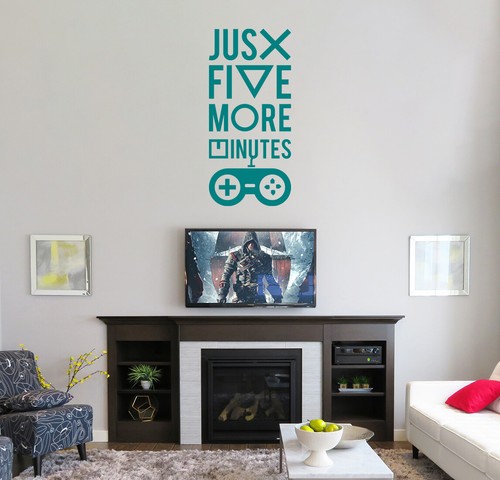 Just Five More Minutes Gamers Quote Wall Sticker Man Cave Room Home Art Vinyl L - Picture 108 of 161