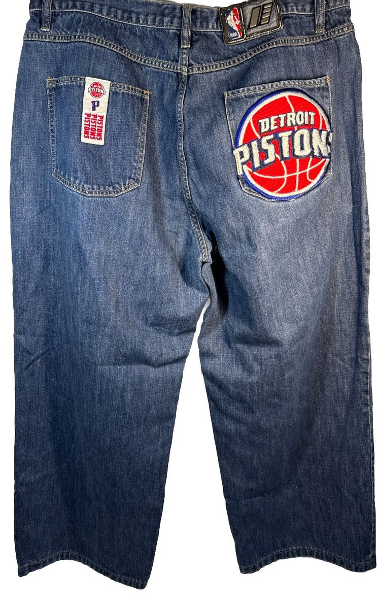 RARE* Vintage NBA UNK Mens Detroit Pistons Blue Jeans Denim RARE* Vintage NBA UNK Mens Detroit Pistons Blue Jeans Denim