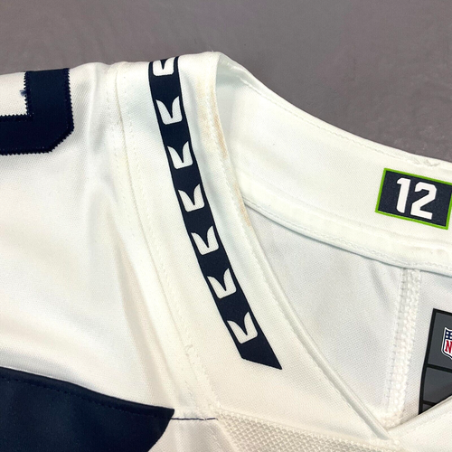 Nike Seattle Seahawks "12th Man" FAN NFL VAPOR Sewn Jersey Men's Sz M STAINED - Picture 3 of 15