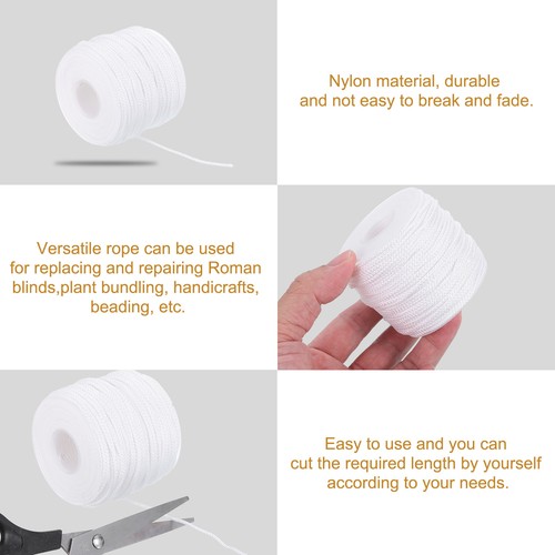 2 Roll Braided Lift Shade Cord, 1.8 mm 55 Yards/Roll with 8cs Pendant (White) - Picture 3 of 7