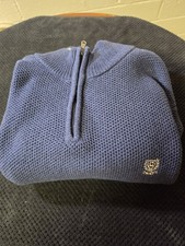 Chaps Men's Pullover 1/4 Zip Sweater Size XL Navy Cotton Classic Preppy