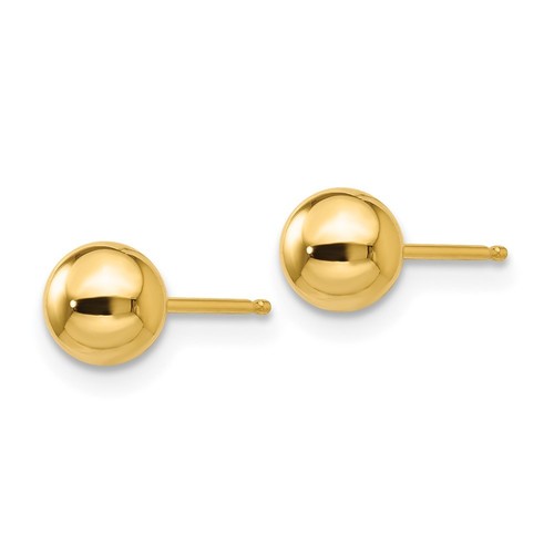 14k Yellow Gold Polished 5mm Ball Stud Earrings Mother's Gift Gift for Her - Picture 2 of 4