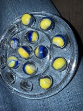 Lot of 12 Vintage 1930s-1940s Standard Marbles - Blue  Yellow Peltier NLR, Akro