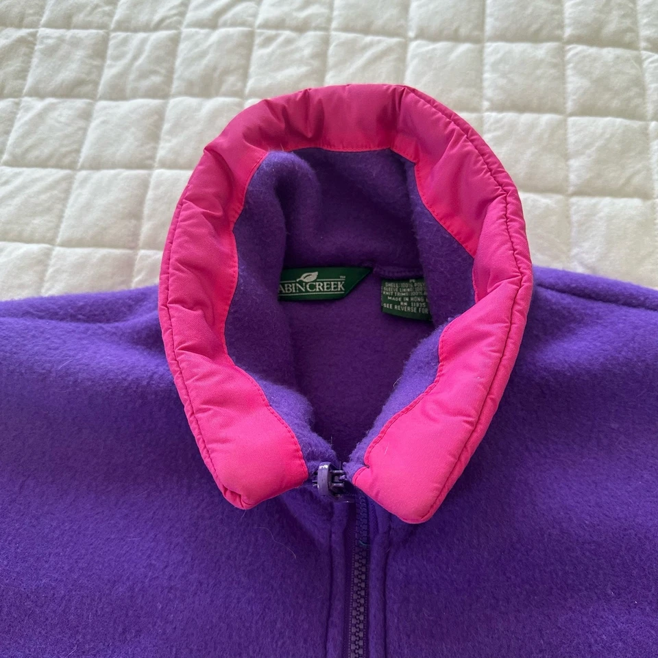Vintage CABIN CREEK Womens Jacket Medium Purple Fleece Retro 90s Outdoor Gorp - Image 4 of 4