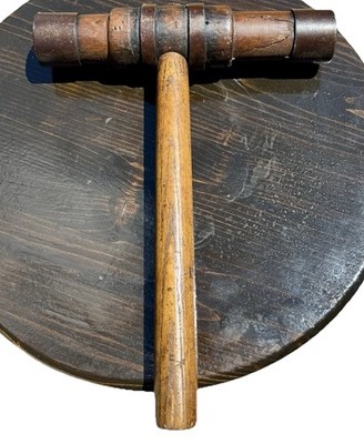 Antique Shipwrights Caulking Mallet Metal Banded Wood Shipbuilding Tool