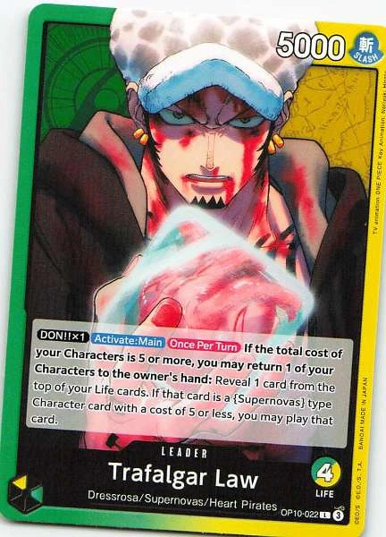 Trafalgar Law OP10-022 One Piece Card Game Leader NM One Piece TCG