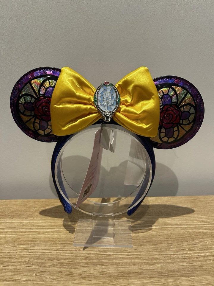 Disney Loungefly Belle Stained Glass Beauty and the Beast rose Ears Headband NWT - Image 2 of 4