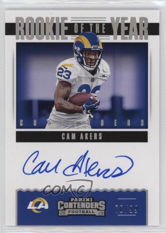 2020 Panini Contenders Rookie of the Year RPS /99 Cam Akers Auto RC 0nr3
