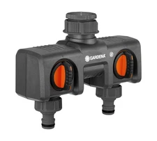 38193 | Two-Way Garden Hose Splitter with Flow Control Valves and Quick Conne...