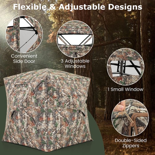 360° One-Way See-Through Hunting Blind w/ Full-Open Door Portable Carry Bag - Picture 8 of 10