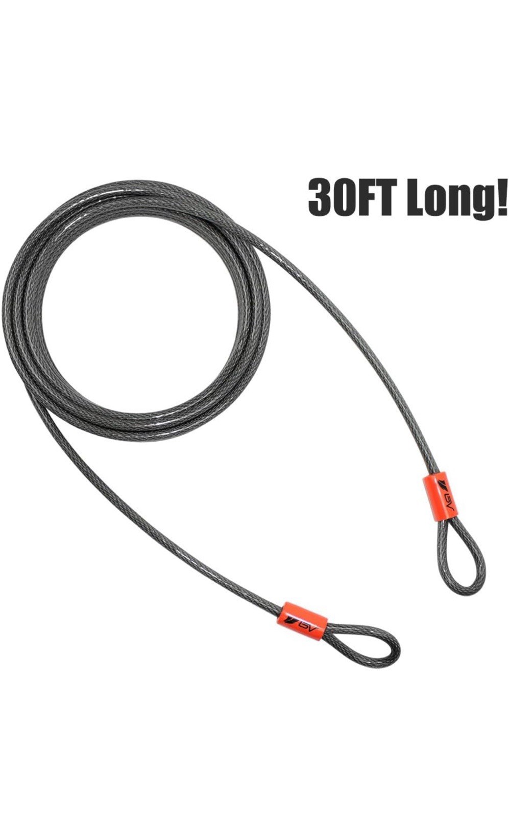 Heavy-Duty 30FT Security Cable Lock with Loops - 10mm (3/8 Inch) Cut-Resistant B