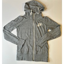 NIKE Womens Gym Full Zip Hooded Sweatshirt in Gray Size S 813872-091 11371