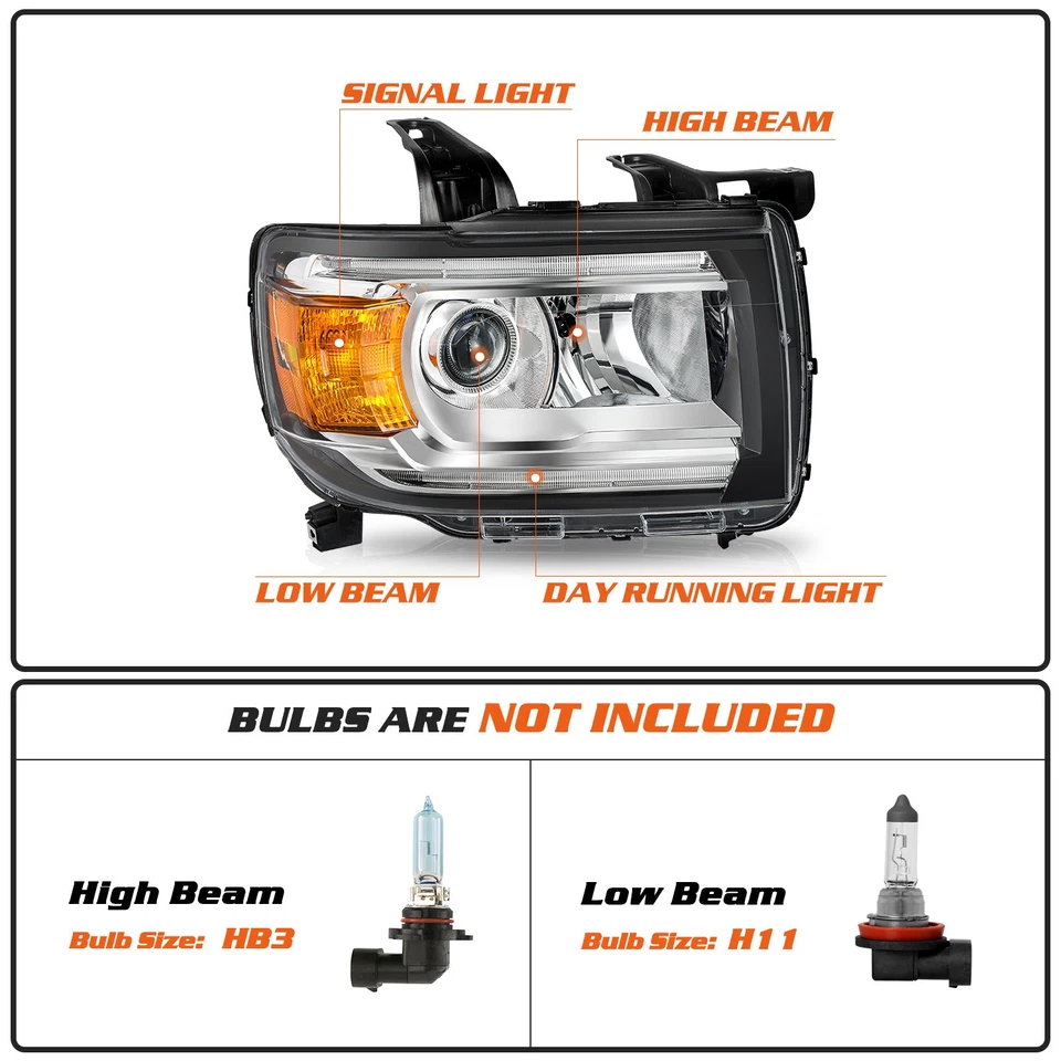 For 2015-2022 GMC Canyon LED DRL FACTORY Headlights Headlamps Pair Left+Right - Image 3 of 4