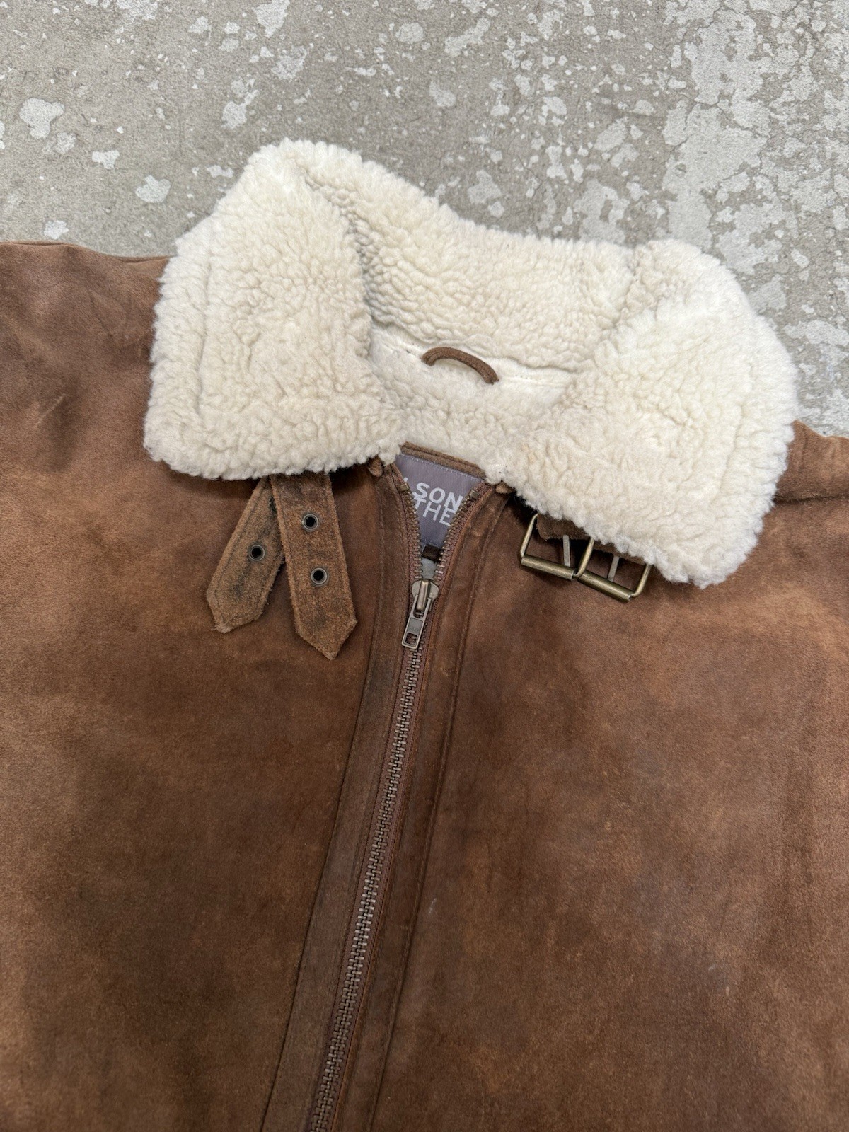 Wilson’s Leather Jacket Brown Suede Men’s XL Sherpa Lined 90s Vintage Rare image 2
