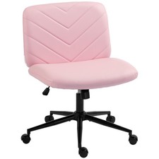 HOMCOM Criss Cross Legged Office Chair Height Adjustable Pink