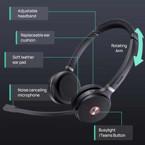 Yealink WH62 Mono Inalámbrico DECT Auriculares Equipos Certificados, WH62-MONO-TEAMS - Negro - Imagen 5 de 5