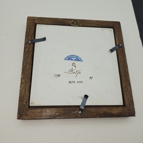 Vintage Royal Delft Tile Ship De Porceleyne Fles Framed 6.5" x 6.5" Framed - Picture 3 of 4