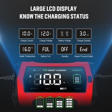Caricabatterie per Auto, Caricabatterie Intelligente, 12 V/24 V, 10 A, Lifepo4, - Miniatura 2