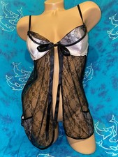 Victoria  s Secret Retro Sheer Lace Pink Lingerie W/pockets Babydoll Gown Bra 34C