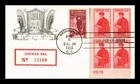DR JIM STAMPS US COVER CERTIFIED MAIL FDC SCOTT FA1 PLATE BLOCK LOWRY ARISTOCRAT