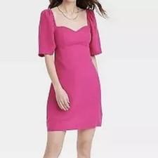 Target A New Day Puff Short Sleeve Mini Dress Pink -  Medium