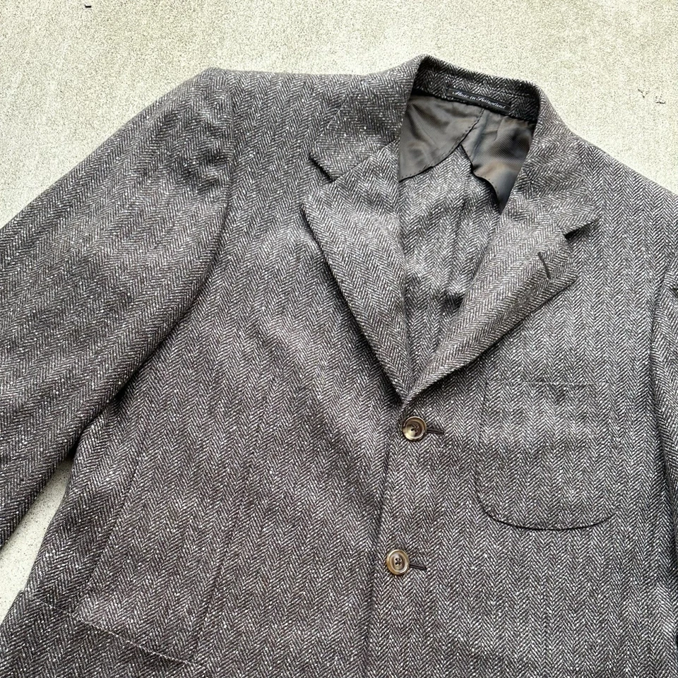 Blazer Ermenegildo Zegna cachemir puro talla 42 marrón espiga Foto 2 de 4