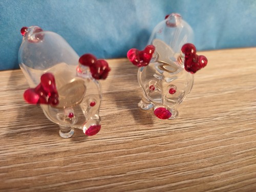 2x Vintage Glass Lucky Pigs Figurines with 5p - Picture 8 of 9