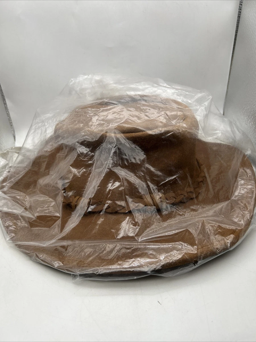 Chapeau Cowboy Cuir Véritable Minnetonka – Marron – Rabattable – Taille L – Homme – Occasion