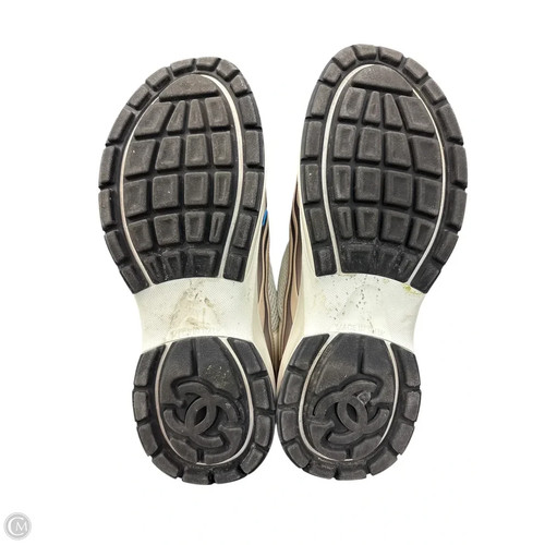 AUTHENTIC Chanel CC Logo Sneaker White Silver ~ Size 6.5 - Picture 5 of 5