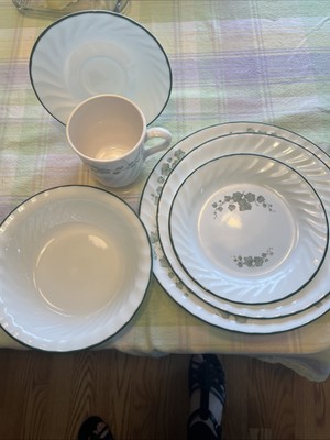 Corelle Calaway Ivy Swirl Rim  two 6 pc Place Settings