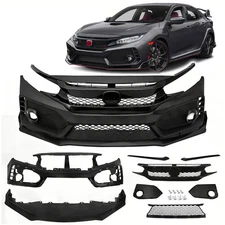 Front Fascia Bumper Cover for 2016-2021 Honda Civic Coupe Sedan Type R Style Set