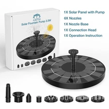 AISITIN 3.5W Solar Fountain, Solar Powered Fountain Pump with 6 Nozzles...