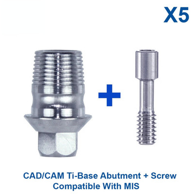 5 Dental Fixture CAD/CAM Connection Ti-Base Prosthetic Int Hex MIS Compatible