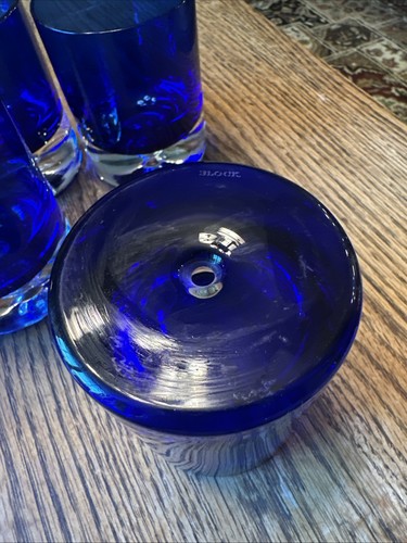 BLOCK Stockholm Cobalt Blue Double Old Fashioned Glasses Bubble Base~EUC 4 Total - Picture 4 of 5