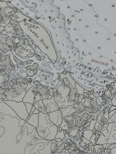 1930 Nautical Chart PORTSMOUTH to CAPE ANN 40" x 34.5" U.S.C & Geodetic Survey - Picture 23 of 23