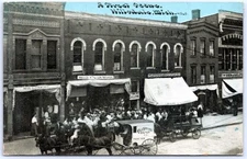 Postcard Hillsdale MI Street Scene Cold Spring Water Delivery Wagon 1910s C115