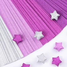 520 Gradient Purple Glitter Star Origami Paper Strips for Crafts and Decorations