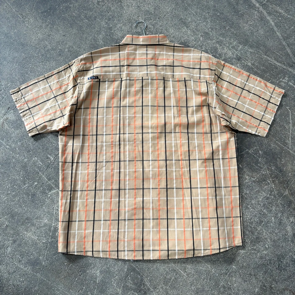 Camisa Kani De Colección Para Hombre 2XL XXL Marrón A Cuadros Calle Abotonada Manga Corta Y2K Foto 4 de 4