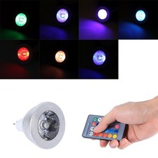 MR16 3W RGB LED Light Color Changing Lamp Bulb 12V-24V With Remote Control