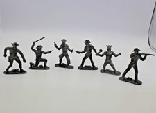 6 Toy Lead Cowboys and Indians. Made in Hong Kong. Named. abt. 1/4 inches.  I