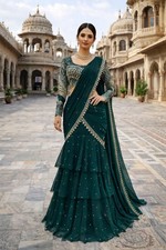 Pre Draped Saree Blouse Ready To Wear Saree Bollywood Party Indian Wedding Sari