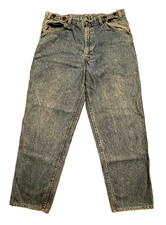 Vintage Levi's Orange Tab Jeans 36x34 USA Suspender Buttons Irregular Denim