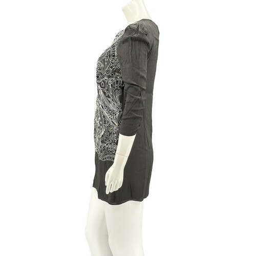 Tibi Dress Womens 4 Gray Kia Eyelet Embroidered Silk Mini Ruched Shift Boho Club - Picture 4 of 7