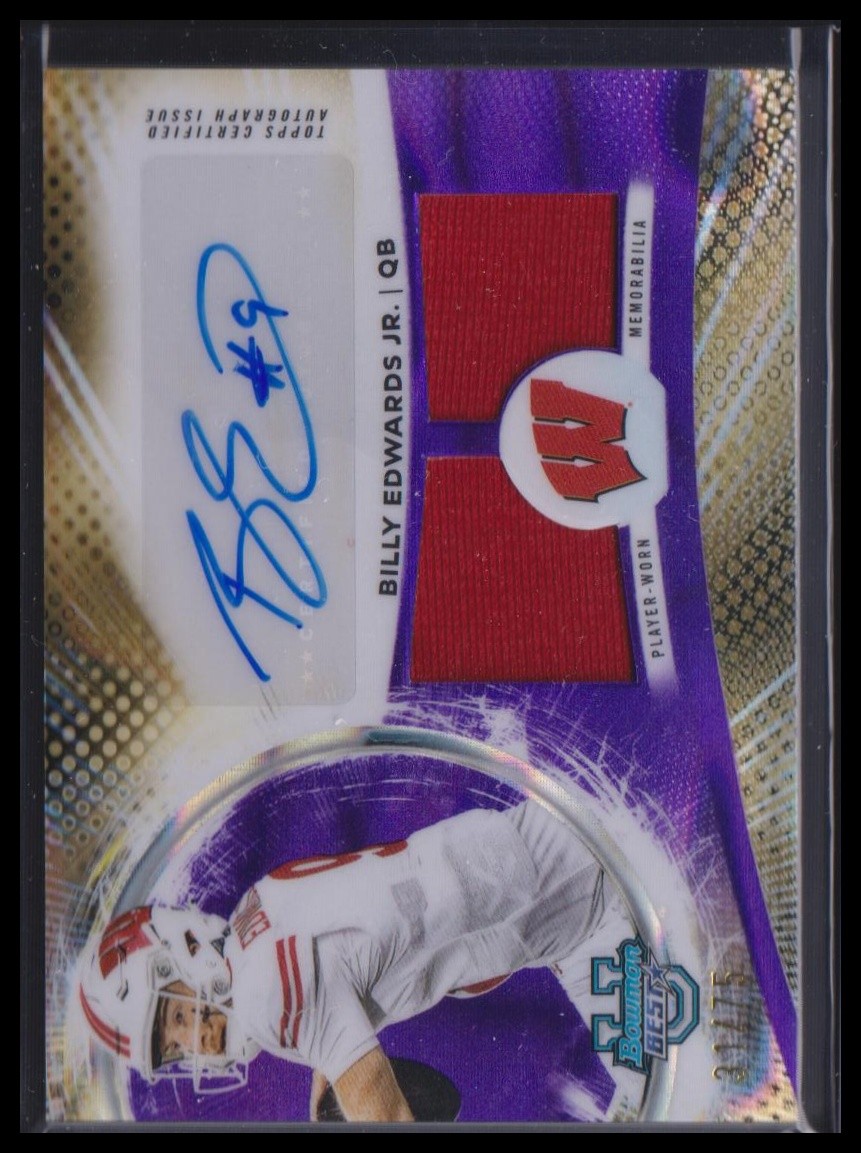 2025 Bowman U Best #DRA-BE Billy Edwards Jr. Dual Relic Auto Purple Lava /75