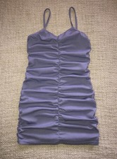 Lilac ruched strappy bodycon mini dress S