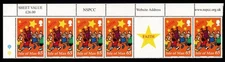 ISLE OF MAN 2000 CHRISTMAS 65p STRIP OF 6 WITH TOP MARGIN PERFORATION ERROR  MNH