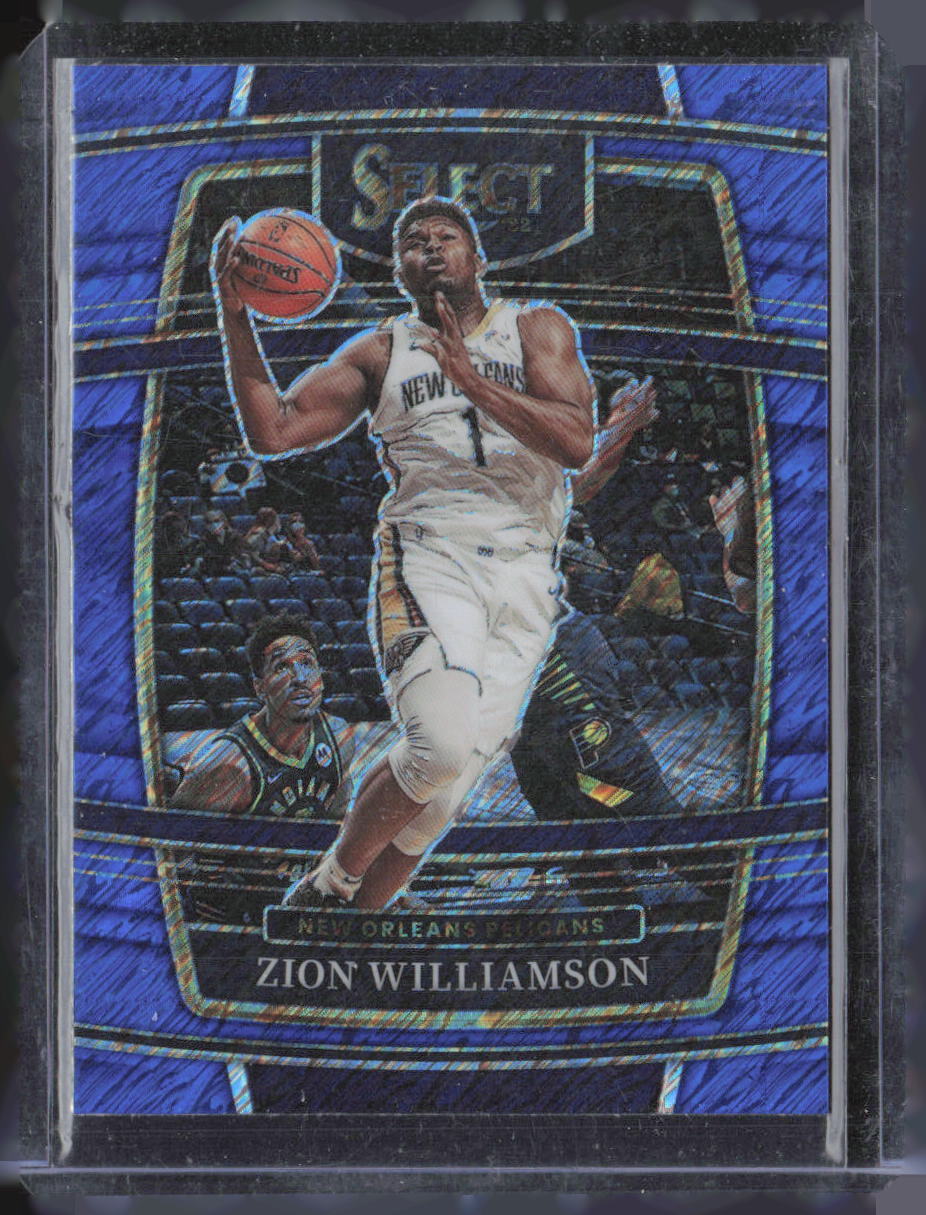 2021-22 Panini Select #96 Zion Williamson Blue Shimmer Prizm