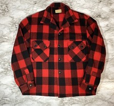 Vintage Chippewa Woolen Mills Wool Jacket Mens Large Red Black Plaid L 50s 60s