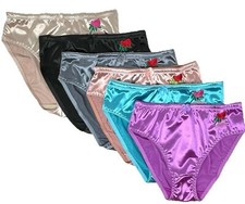 LOT 6 Women Plain Bikini Color Way SATIN Ella Panty Underwear S/M/L/XL 3123N